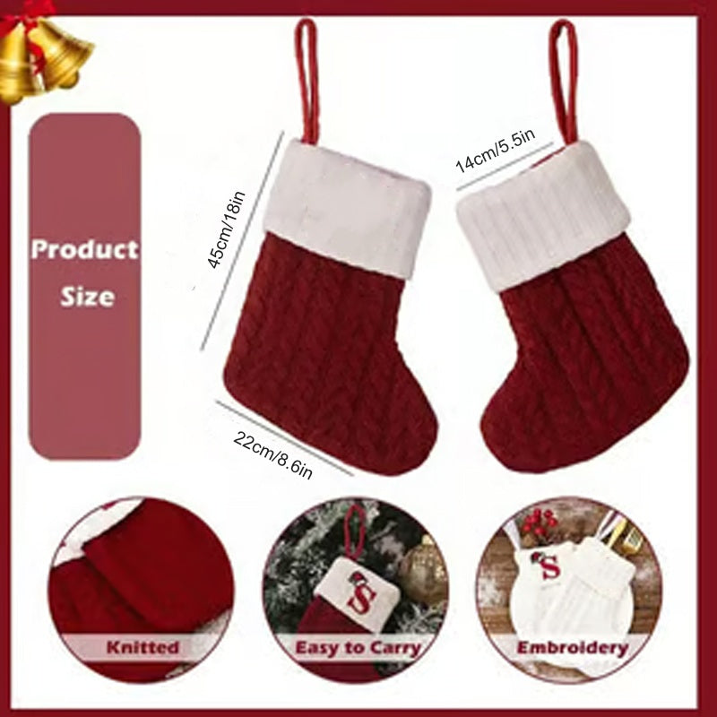 🎅Christmas Gift Idea 🎁Personalized Initial Knitted Christmas Stocking