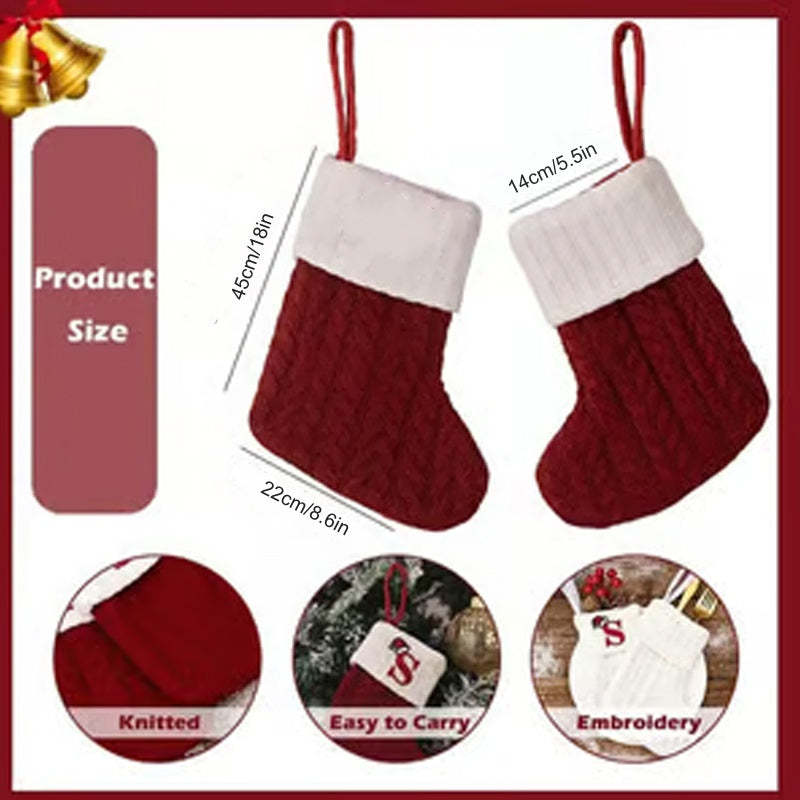 🎅Christmas Gift Idea 🎁Personalized Initial Knitted Christmas Stocking