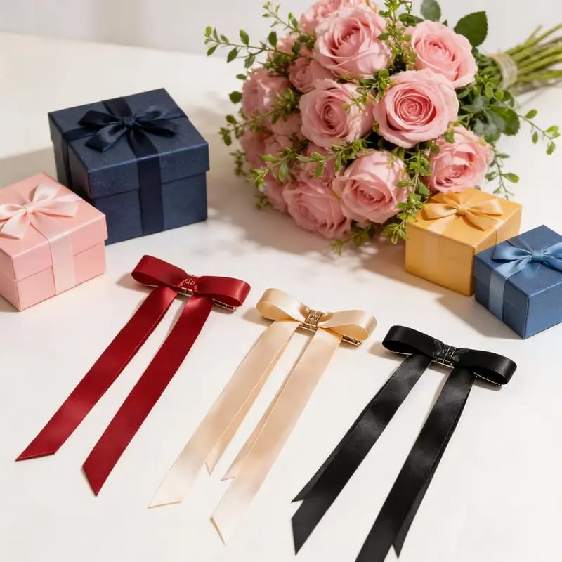 🎀Magnetic Satin Bow Hairpin Rose Gold