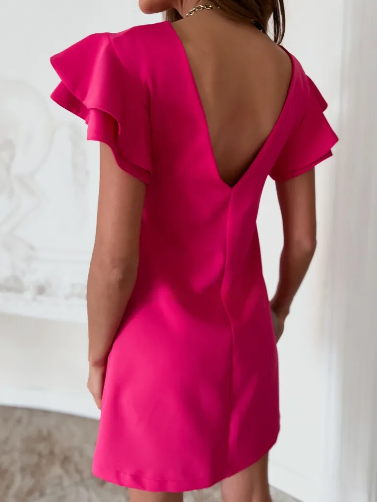 Designed Independent Station Hot  Summer Simple Short-sleeved Backless Dress Women display picture 9