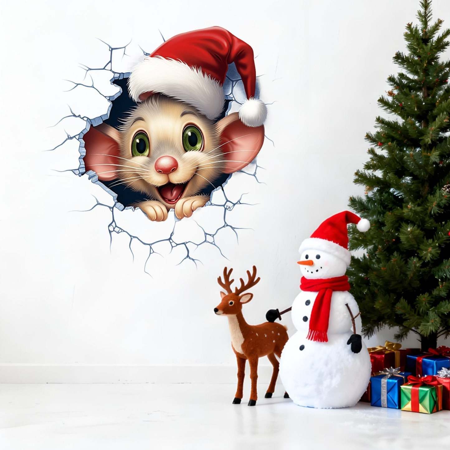 🎅Kreatywne naklejki ścienne z motywem Świętego Mikołaja