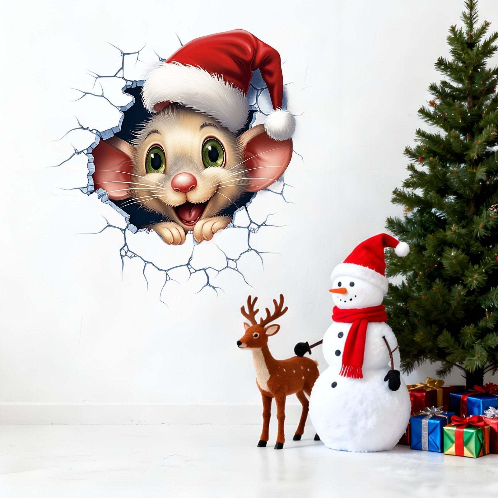 🎅Kreatywne naklejki ścienne z motywem Świętego Mikołaja