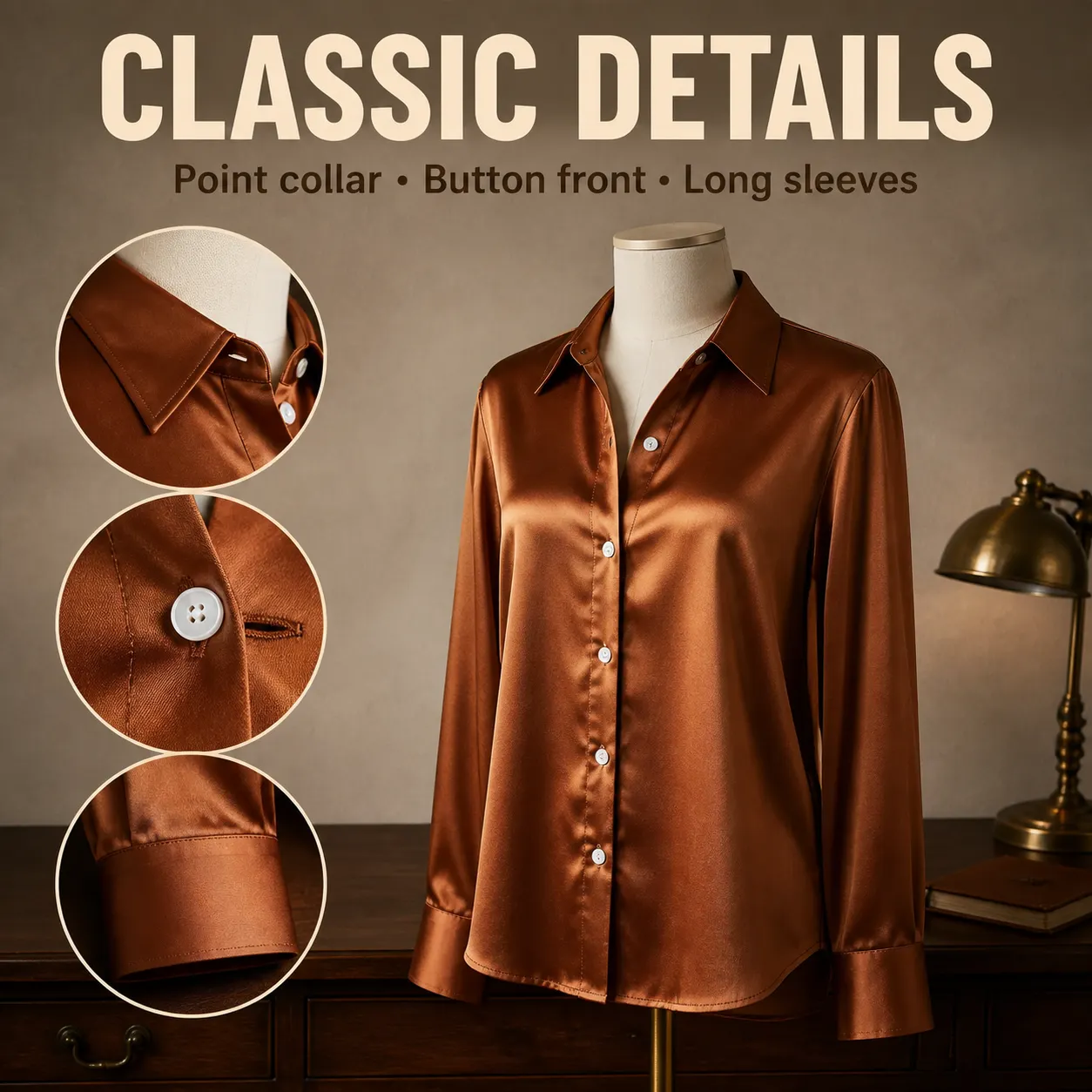 Button front and sleeve details