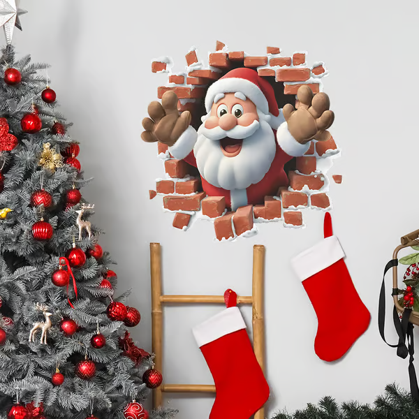 🎅Kreatywne naklejki ścienne z motywem Świętego Mikołaja