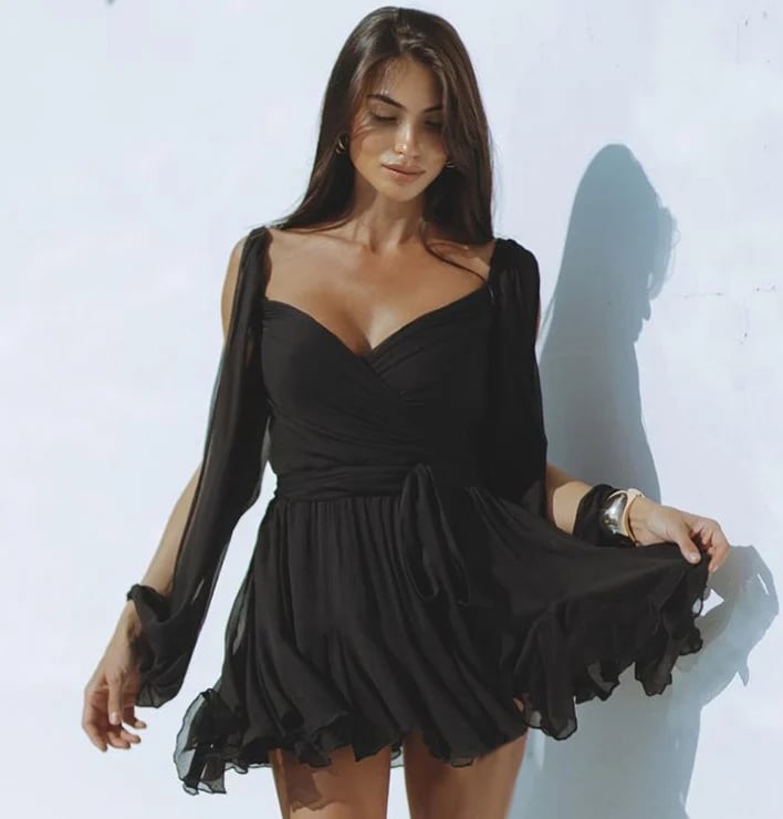 🔥 Hot Sale-36% zniżki 🔥Sukienka z dekoltem w serek i odkrytymi ramionami