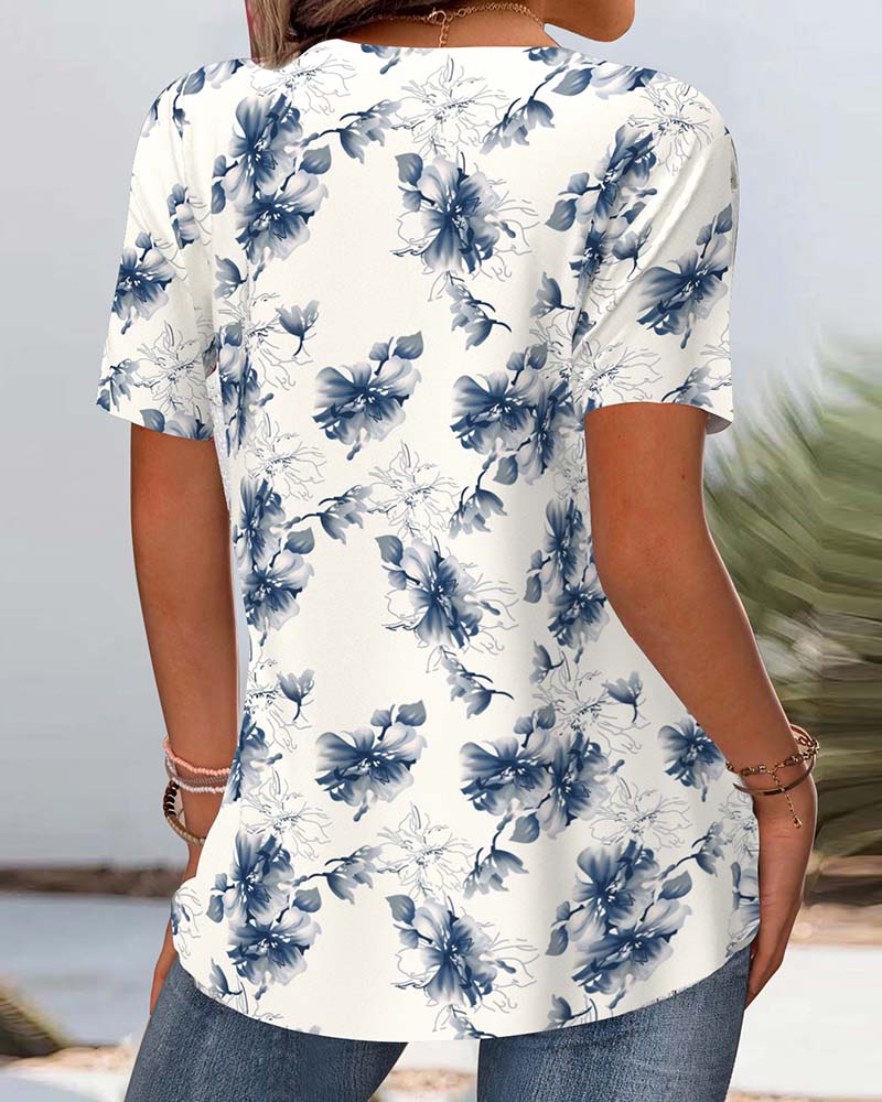 Floral pattern comfortable elegant blouse