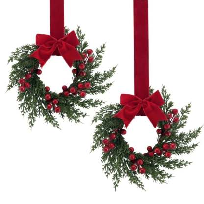🎄Wczesna wyprzedaż świąteczna🔥Świąteczny mini wianek na szafkę z kokardkami