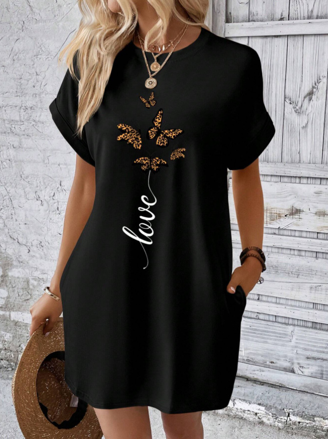 Sukienka T-shirt z monogramem i rękawami w kształcie skrzydeł nietoperza