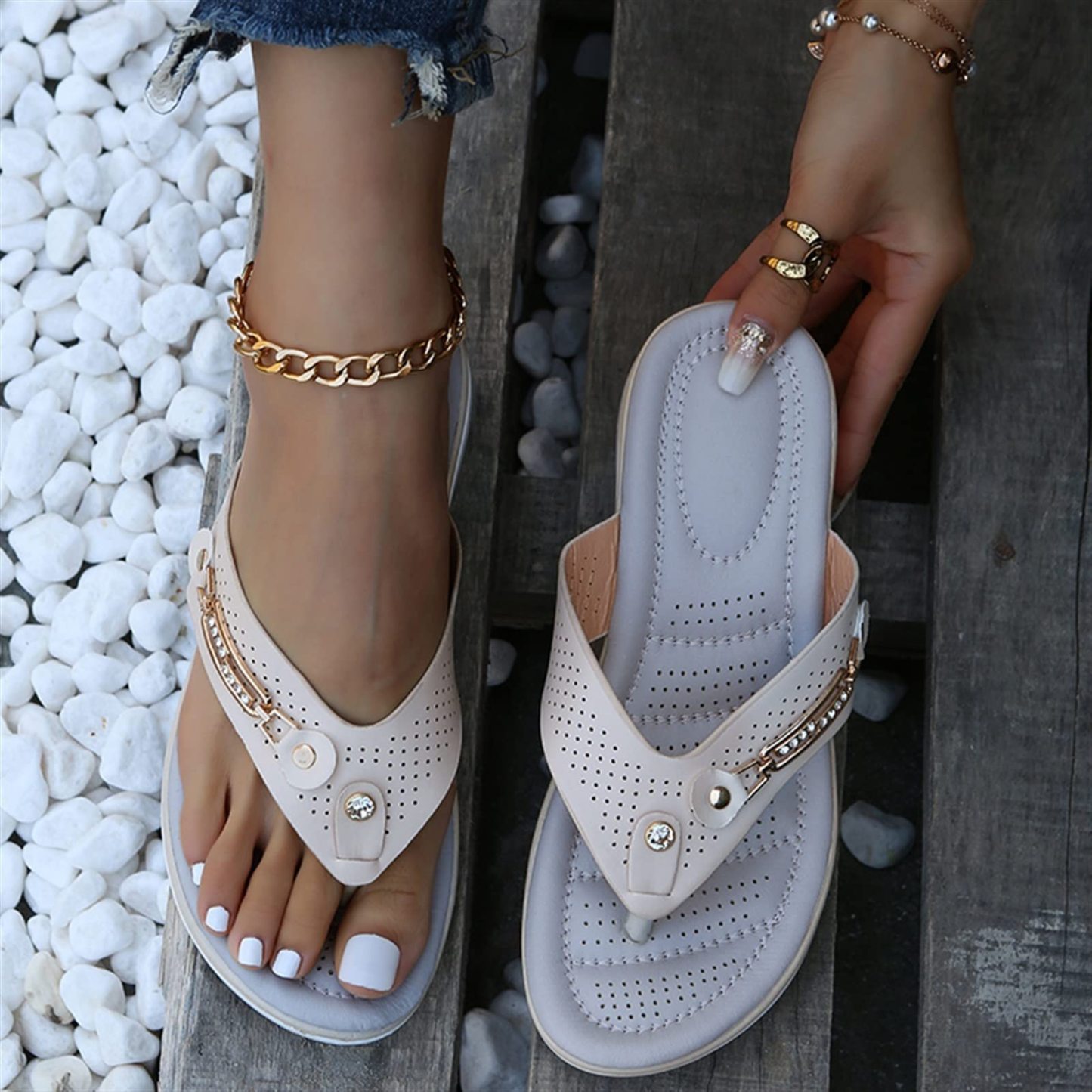 Damskie eleganckie wygodne miękkie sandały typu flip flop