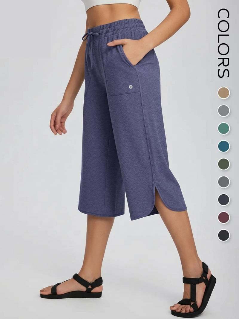👖 Women's Wide Leg Yoga Capris – High Waisted with Pockets, Quick Dry, Lightweight, UPF 50+ Sun Protection – Loose Comfy for Hiking, Gym, Travel & Outdoor Workout ☀️