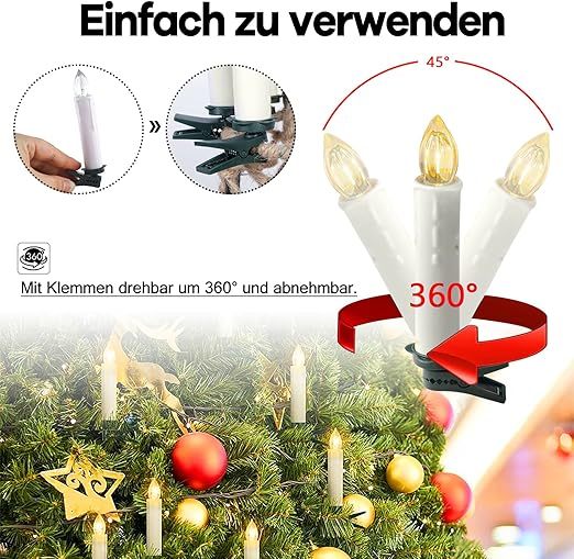 🎄Wireless Flameless Candles with Remote Control Timer and Clips