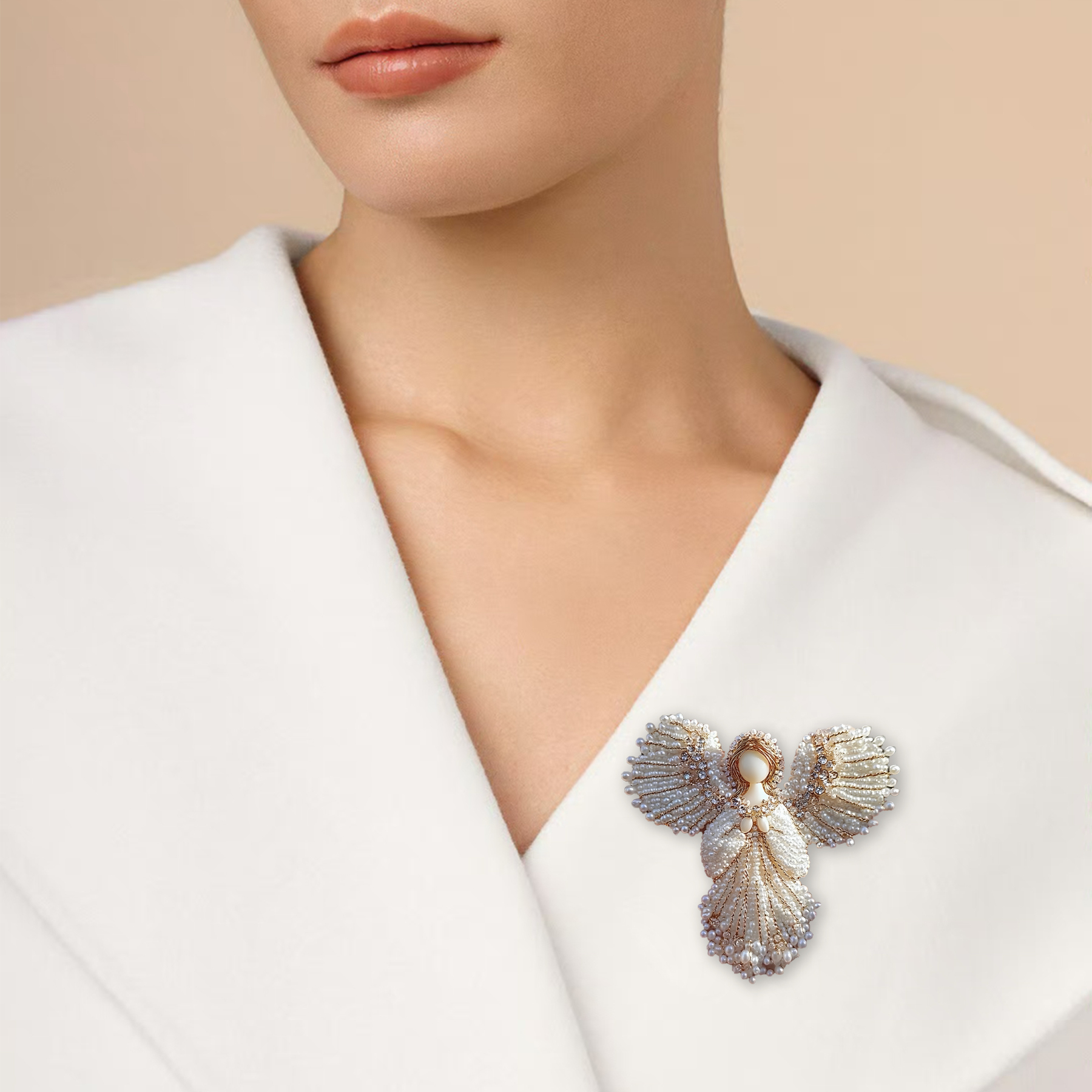 🔥LAST DAY 50% OFF💖Handmade Pearl Angel Brooch