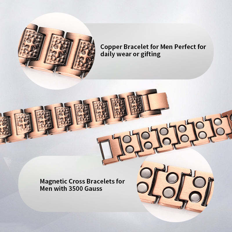 Elegant Rose Gold Clover Magnetic Bracelet - Stylish & Luxurious Copper Chain for Women
