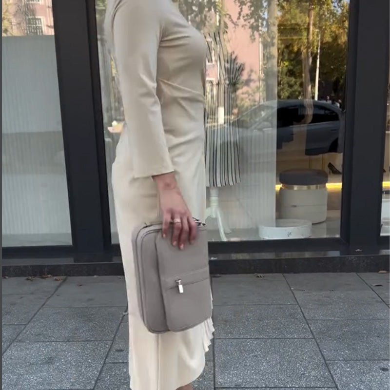 🌷Ruffle Hem Long Sleeve Crew Neck Dress