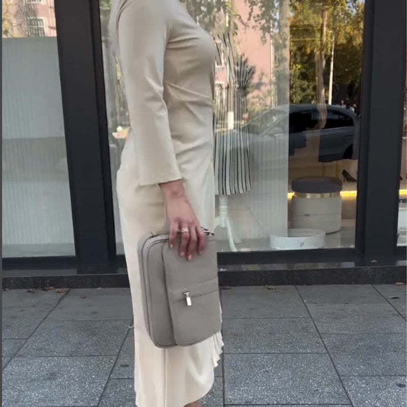 🌷Ruffle Hem Long Sleeve Crew Neck Dress