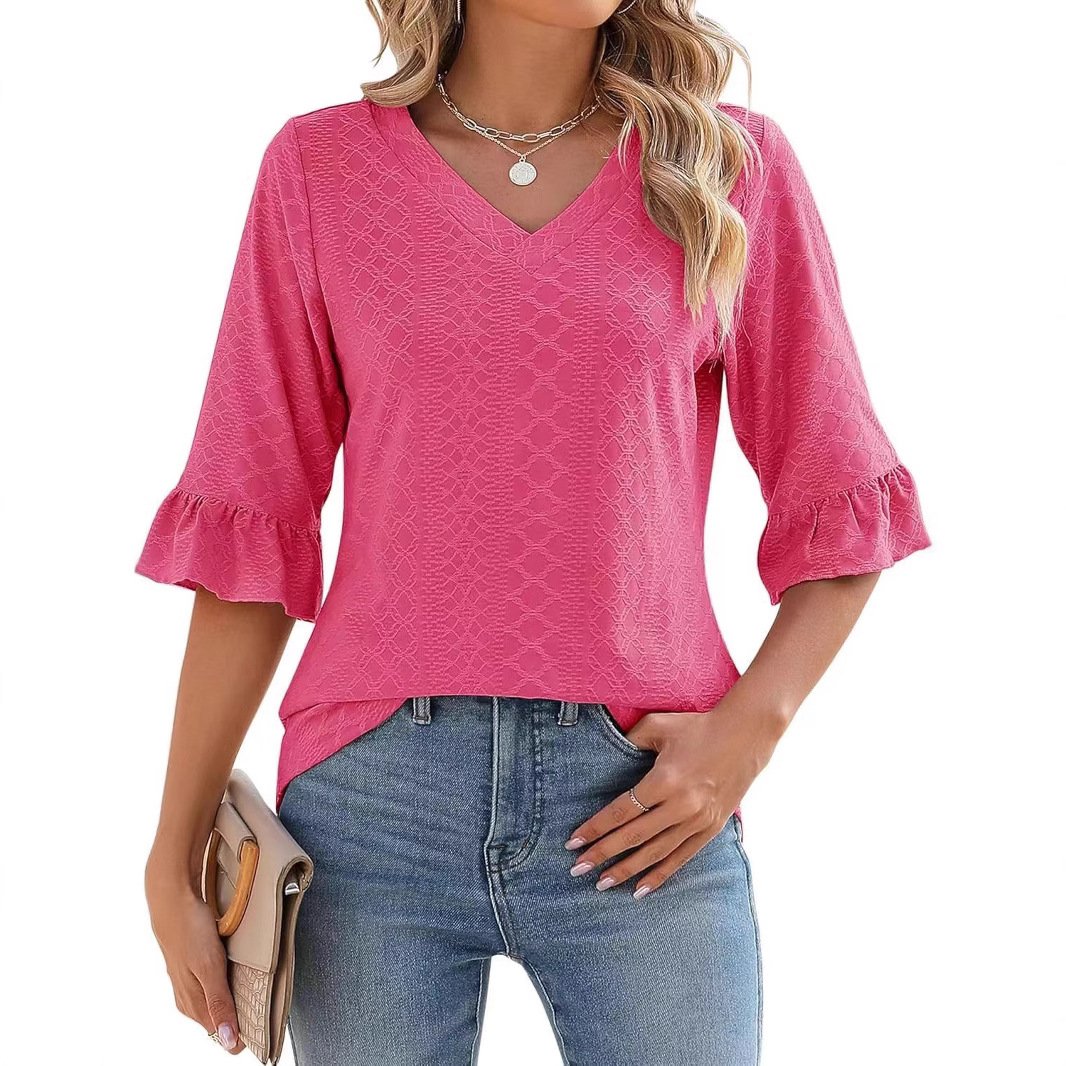 🔥2025 New Products 🔥 Women's Elegant Ruffle Sleeve V-Neck Top