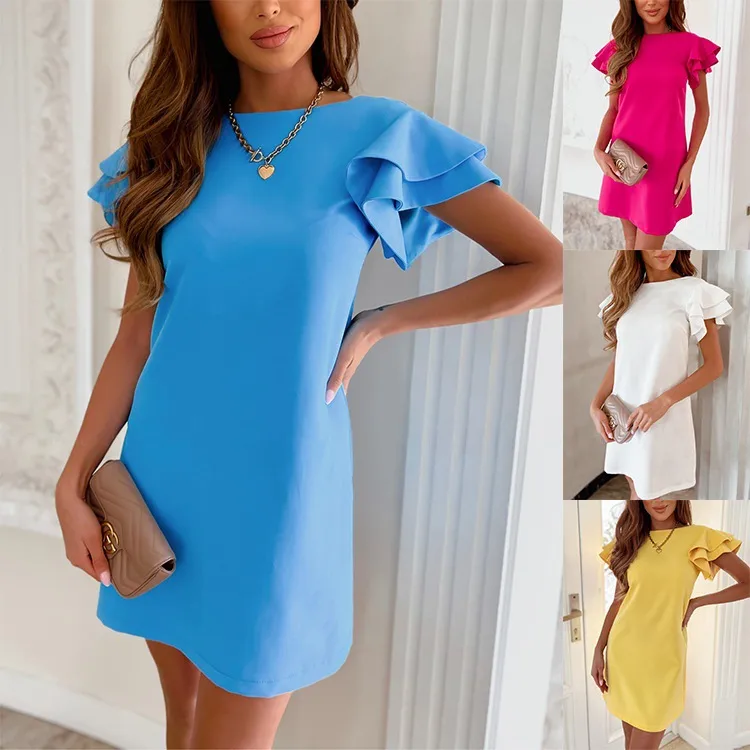 Designed Independent Station Hot  Summer Simple Short-sleeved Backless Dress Women display picture 3
