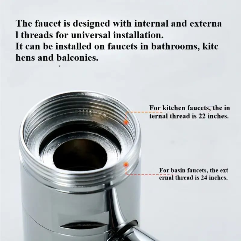 Product Introduction of 1440&deg; Rotatable Faucet Aerator Extension for Toddlers, Dual Sprayer Mode Bathroom & Kitchen Faucet Attachment, Tap Head Replacement for Smart Face Washing 4