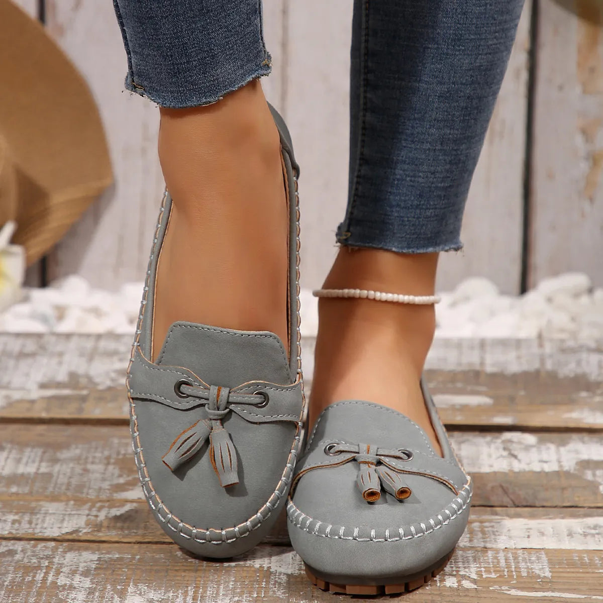 Women's Round Head Loafers Fashion Non-slip Soft Comfortable Flats Shoes