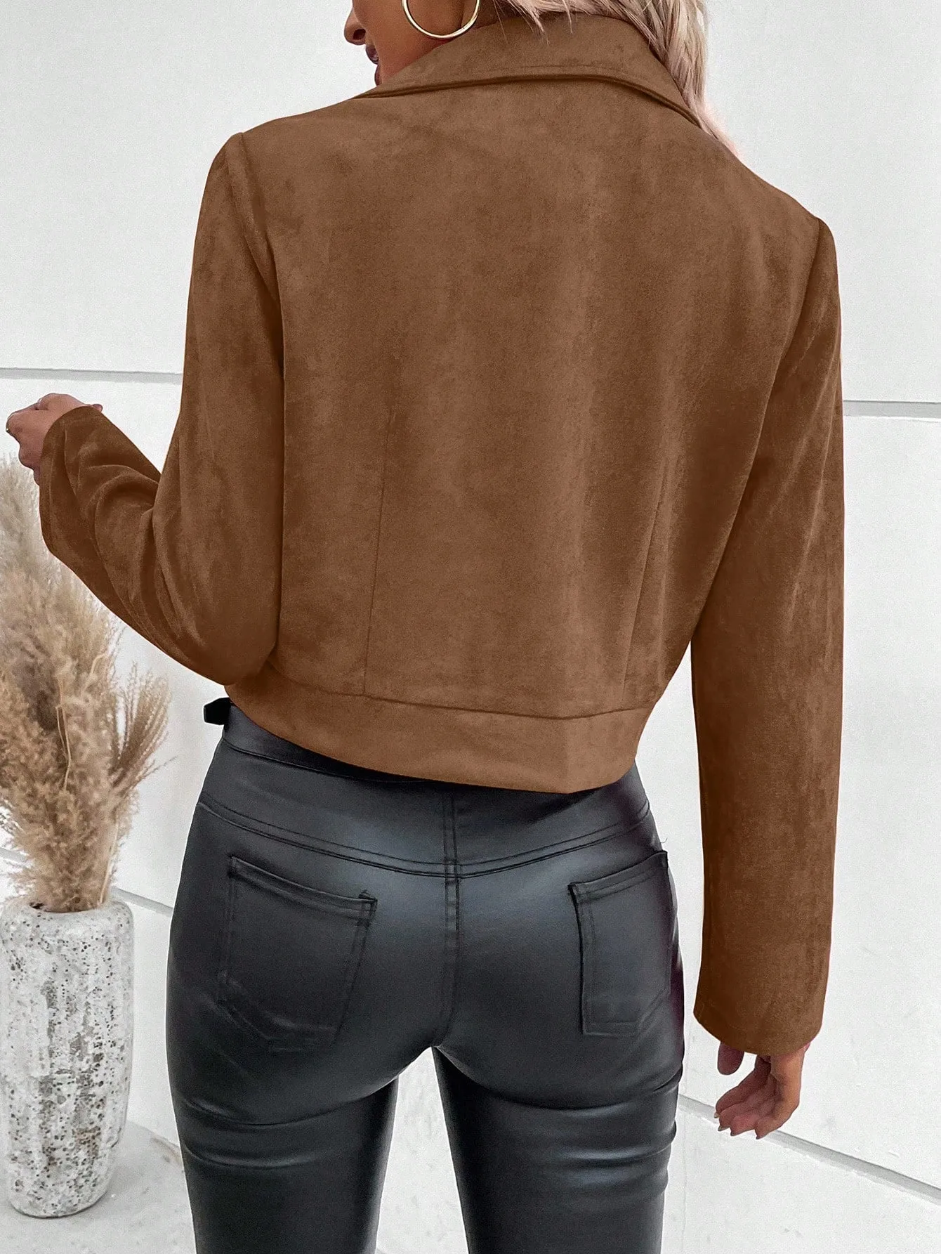Women's Short Jacket Sweater Lapin Velvet Long Sleeve Shirt Collar Casual Style Polyester Fabric Winter And Autumn Wear display picture 5