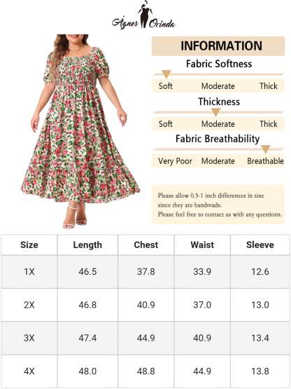 Women's Plus Size Square Neck Short Sleeve Smocked Boho Floral Maxi Dresses