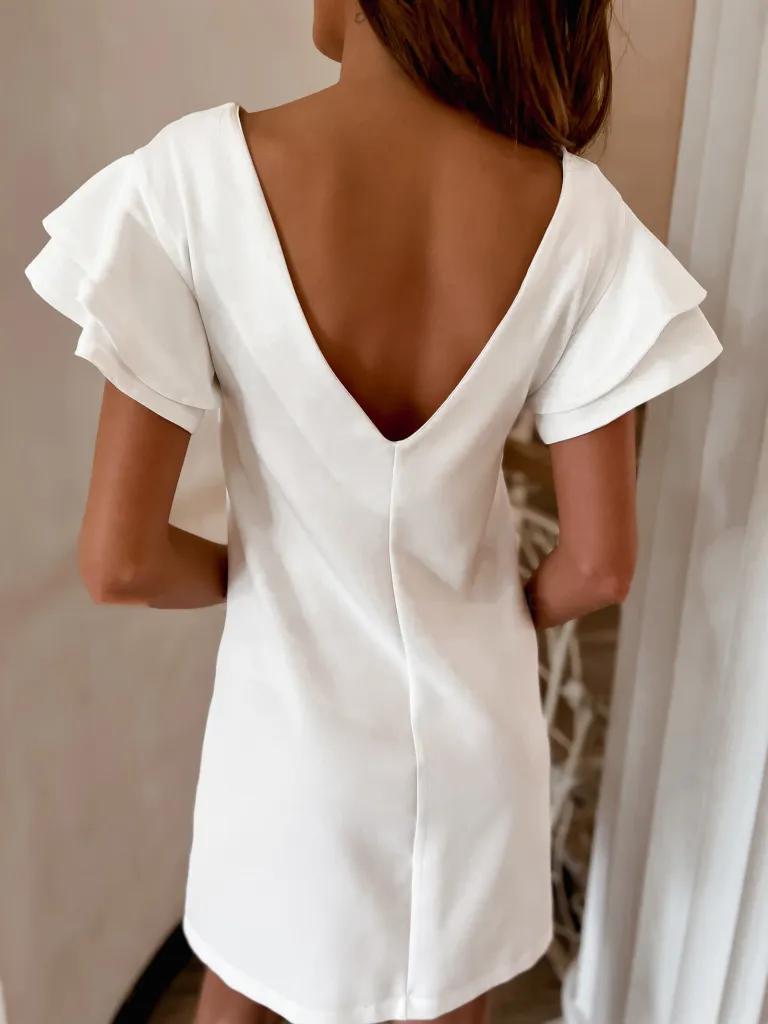 Designed Independent Station Hot  Summer Simple Short-sleeved Backless Dress Women display picture 6
