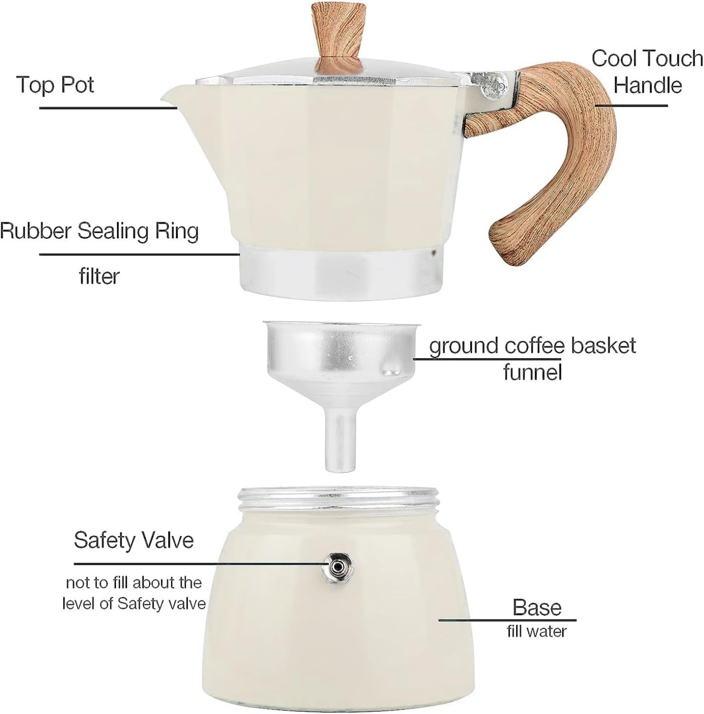 Aluminiowy ekspres do kawy Moka Pot 3/6, filiżanki do espresso, ekspres przelewowy do espresso i kawy, przenośny ekspres do kawy włoskiej i kubańskiej na kuchenkę do domu i na kemping