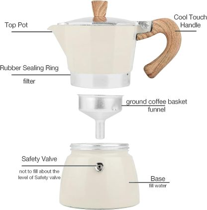 Aluminiowy ekspres do kawy Moka Pot 3/6, filiżanki do espresso, ekspres przelewowy do espresso i kawy, przenośny ekspres do kawy włoskiej i kubańskiej na kuchenkę do domu i na kemping
