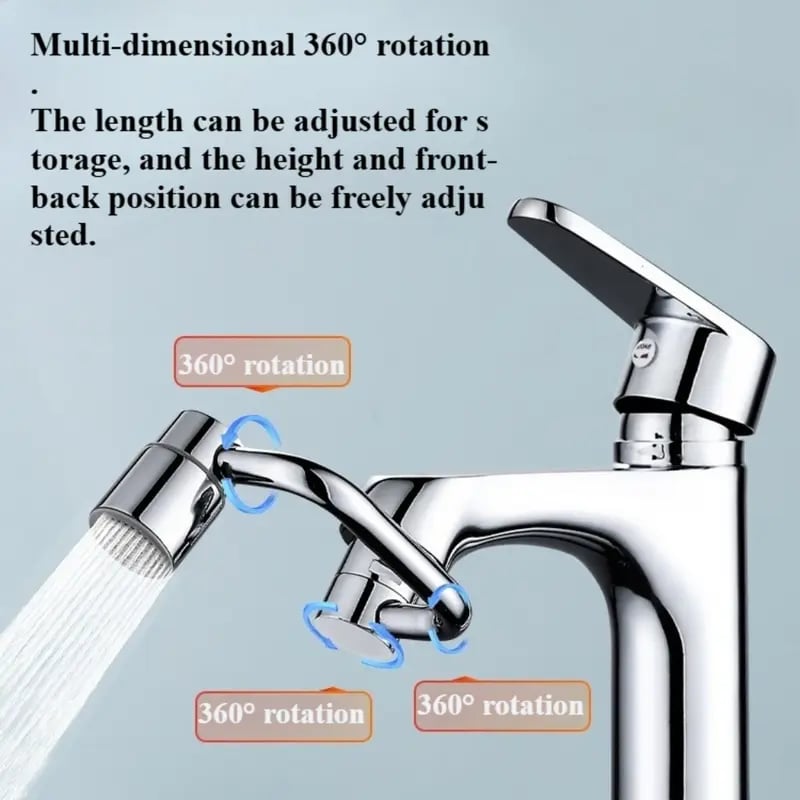 Product Introduction of 1440&deg; Rotatable Faucet Aerator Extension for Toddlers, Dual Sprayer Mode Bathroom & Kitchen Faucet Attachment, Tap Head Replacement for Smart Face Washing 5