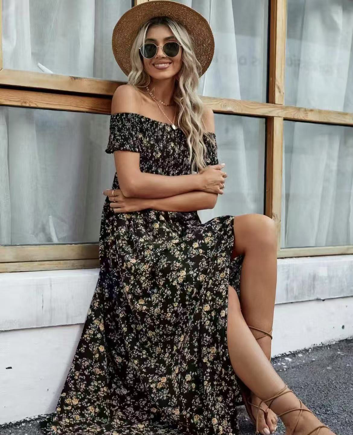 Women's Elegant Floral Off-Shoulder Dress