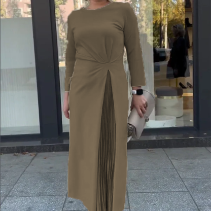 🌷Ruffle Hem Long Sleeve Crew Neck Dress