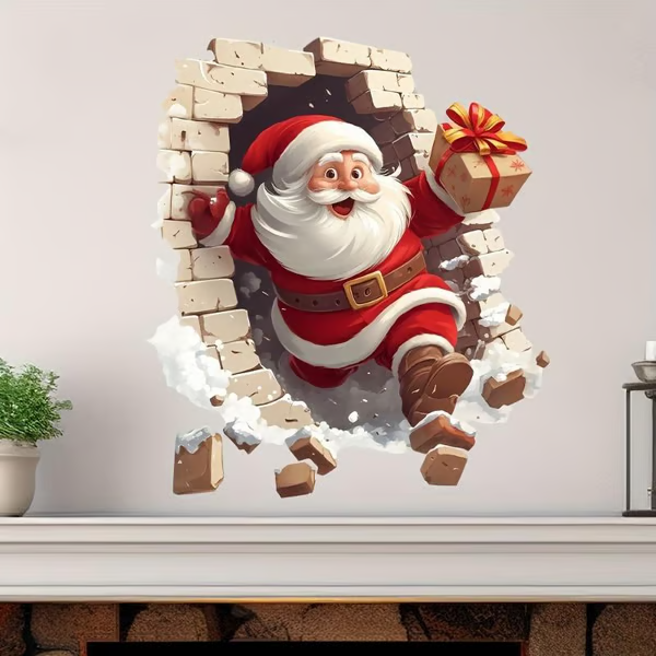 🎅Kreatywne naklejki ścienne z motywem Świętego Mikołaja