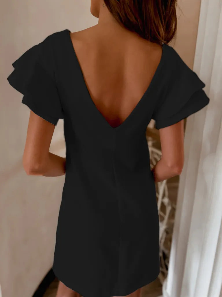 Ruffled Layered Short Sleeve Mini Dress