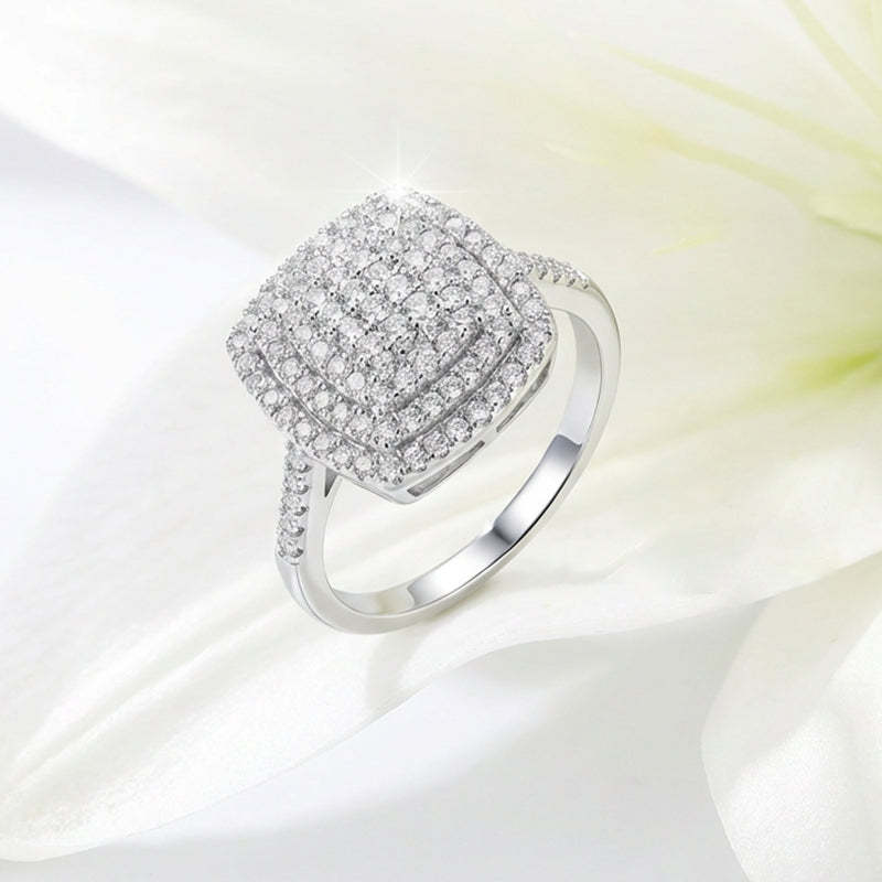 💍Damski pierścionek z kwadratowym kamieniem 🌟