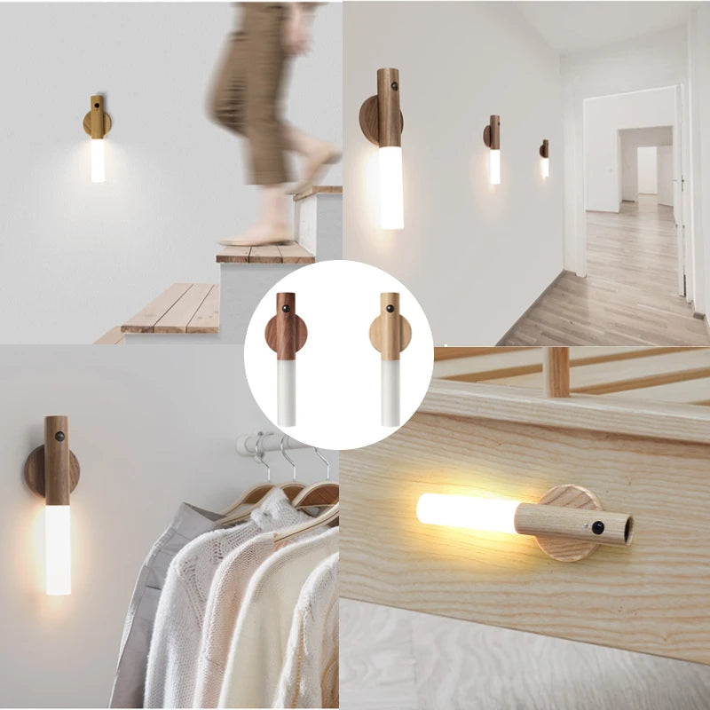 Motion Sensor Wall Light – Rechargeable LED Magnetic Night Lamp for Hallway, Bedroom, Wardrobe, Stairwell, and Cabinet