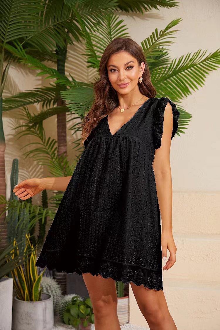 Hollow V-neck women dress