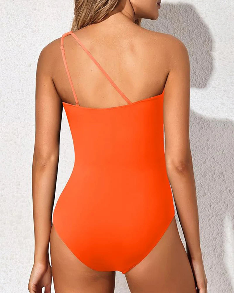 One Shoulder One Piece Swimsuit for Women Tummy Control Bathing Suits