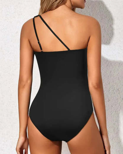 One Shoulder One Piece Swimsuit for Women Tummy Control Bathing Suits