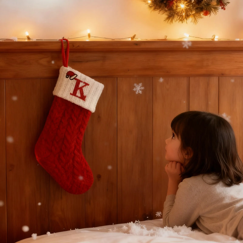 🎅Christmas Gift Idea 🎁Personalized Initial Knitted Christmas Stocking