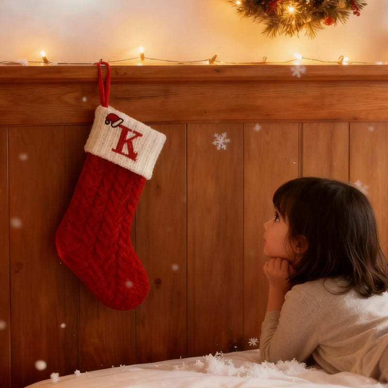 🎅Christmas Gift Idea 🎁Personalized Initial Knitted Christmas Stocking