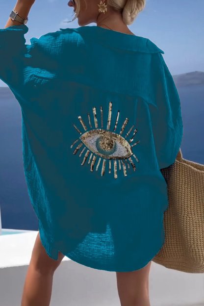 Casual shirt with sequin beads