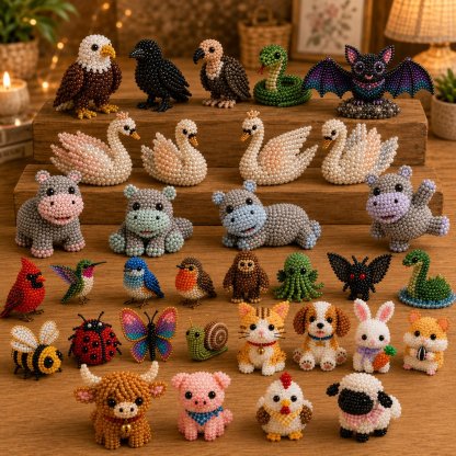Tiny 3D Beaded Animal DIY Kit 🐦📦✨