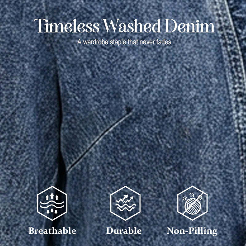 🥳2026 HOT SALE🥳💞👵☀️ 50% OFF! Open-Front Denim Jacket – No buttons, easy on/off. Flattering ruffle trim, breathable fabric. Classic blue wash. A versatile wardrobe staple. 🌿✅