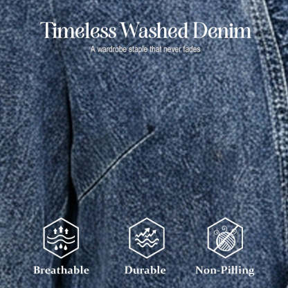 🥳2026 HOT SALE🥳💞👵☀️ 50% OFF! Open-Front Denim Jacket – No buttons, easy on/off. Flattering ruffle trim, breathable fabric. Classic blue wash. A versatile wardrobe staple. 🌿✅