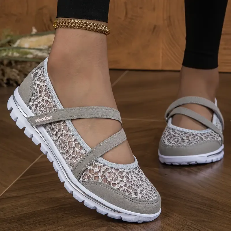 Damskie eleganckie, koronkowe, oddychające, wsuwane, ortopedyczne trampki