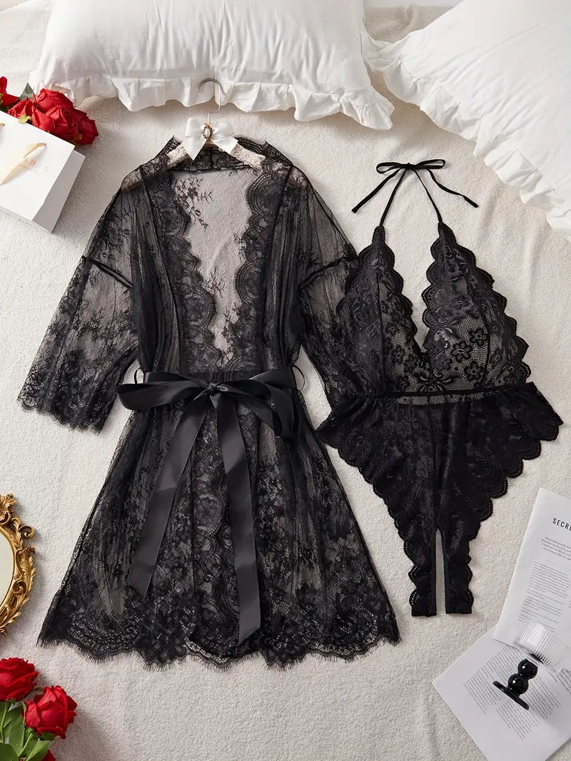 Lace body with a deep neckline