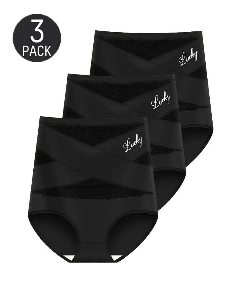 High Waist Tummy Control Breathable Mesh Cross Seamless Hip Lifting Briefs