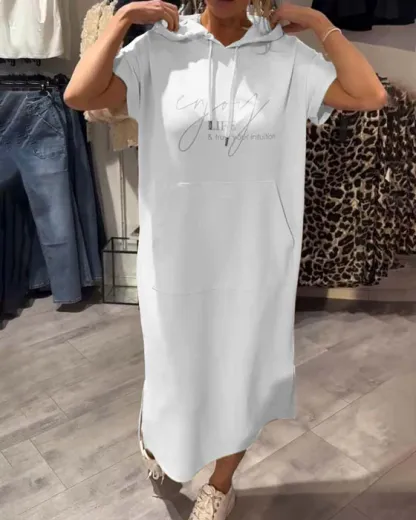 💥🔥👗[S-5XL]2025 nowy letni styl luźna, wygodna i oddychająca sukienka dresowa w dużym rozmiarze