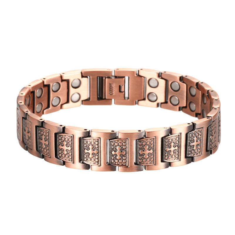 Elegant Rose Gold Clover Magnetic Bracelet - Stylish & Luxurious Copper Chain for Women