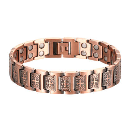 Elegant Rose Gold Clover Magnetic Bracelet - Stylish & Luxurious Copper Chain for Women